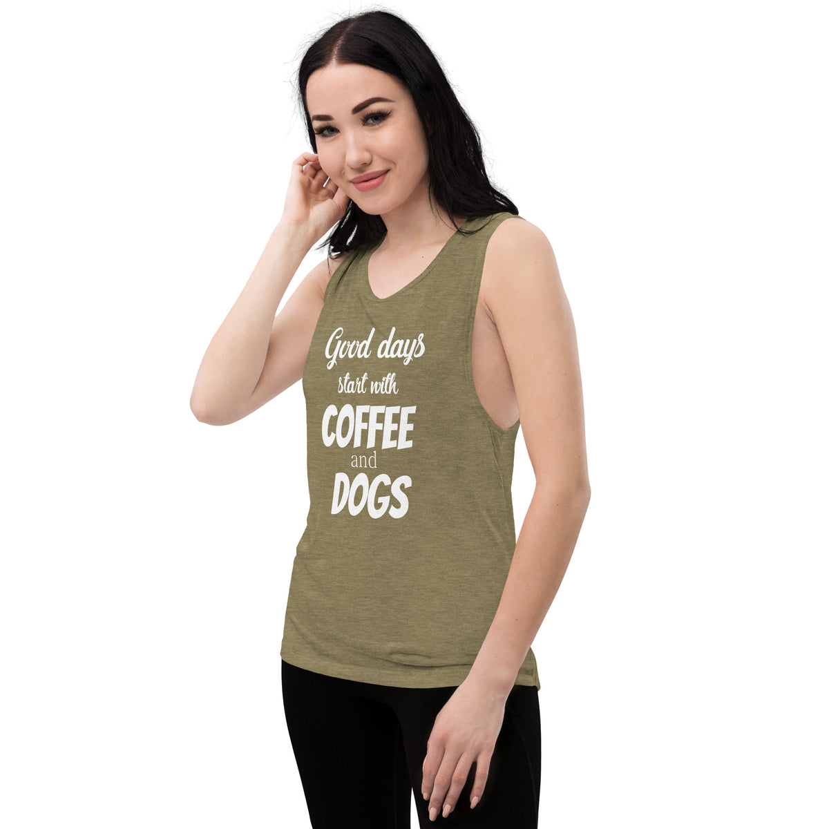 Coffee and dogs Women's Tank Top-Women's Flowy Muscle Tank | Bella + Canvas 8803-I love Veterinary