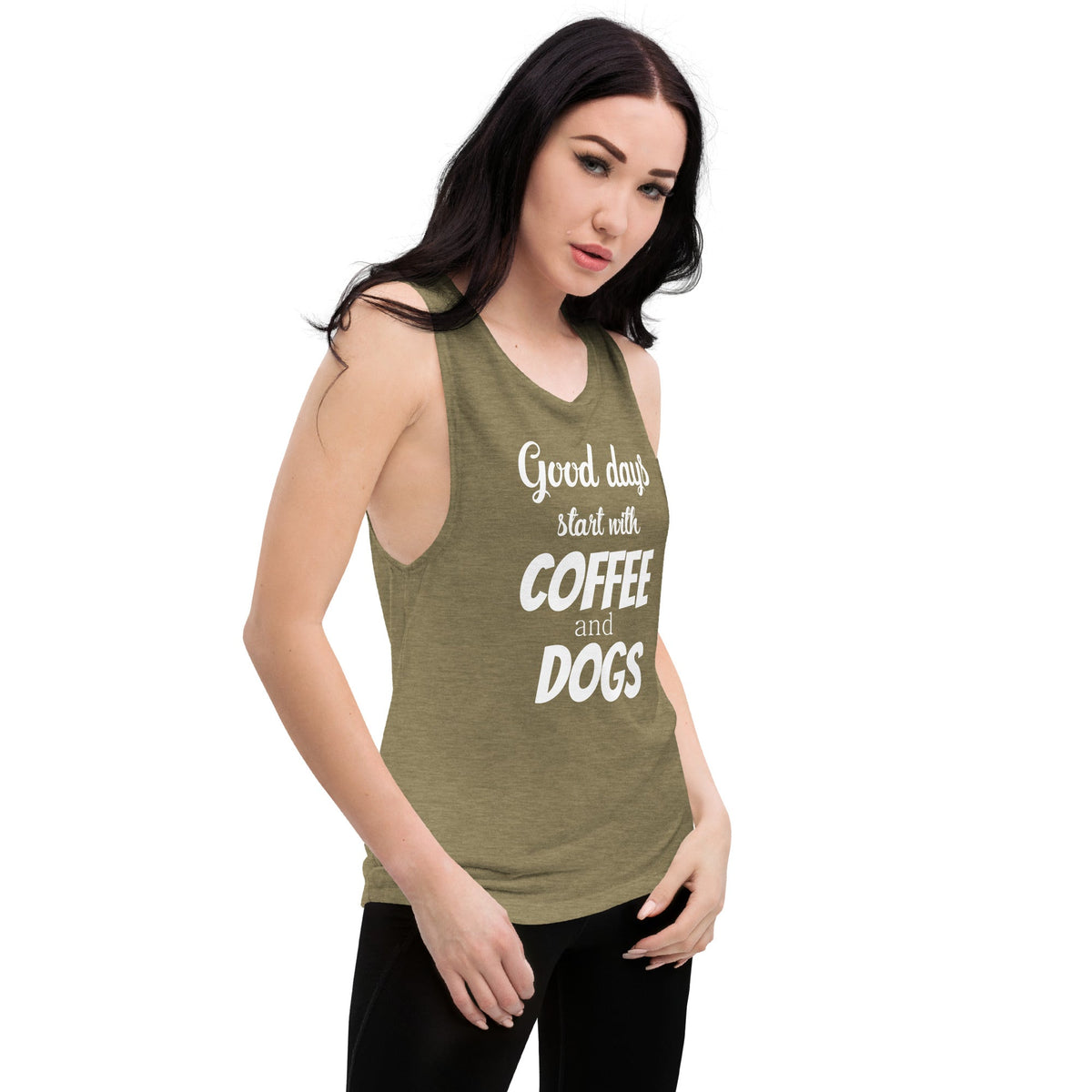 Coffee and dogs Women's Tank Top-Women's Flowy Muscle Tank | Bella + Canvas 8803-I love Veterinary