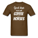 Coffee and horses Unisex T-shirt-Unisex Classic T-Shirt | Fruit of the Loom 3930-I love Veterinary