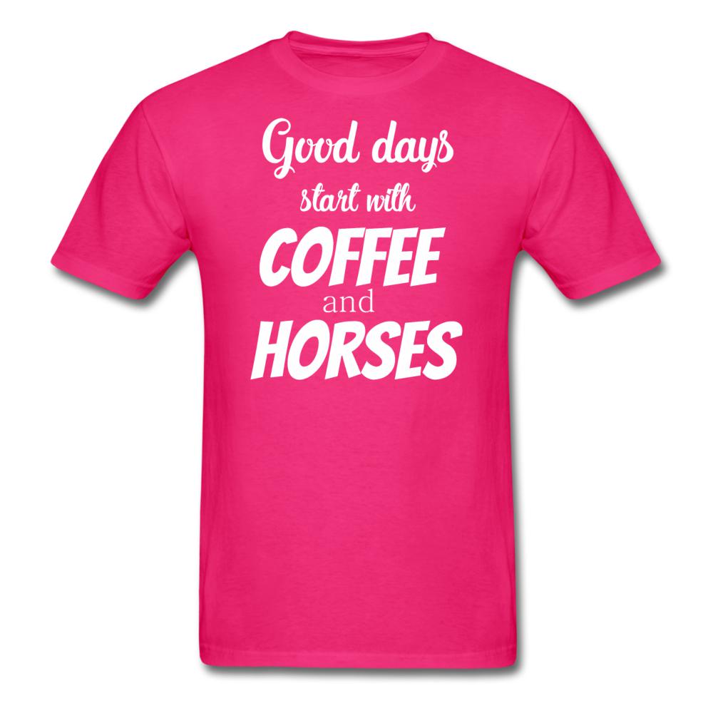 Coffee and horses Unisex T-shirt-Unisex Classic T-Shirt | Fruit of the Loom 3930-I love Veterinary