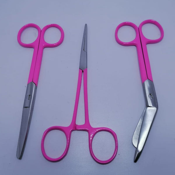 Colored Bundle of Personalized Hemostat Instrument, Bandage Scissors and Universal Scissors-Veterinary Instruments-I love Veterinary