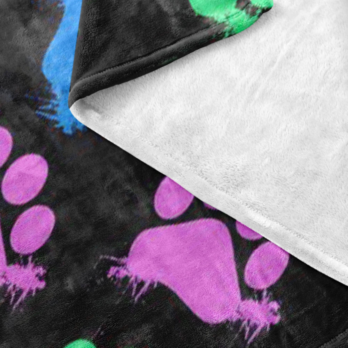 Colorful Paws Black Fleece Blanket-Blankets-I love Veterinary