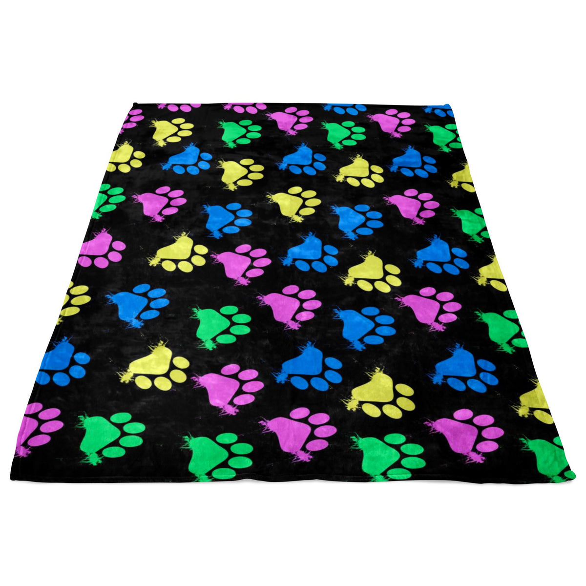 Colorful Paws Black Fleece Blanket-Blankets-I love Veterinary