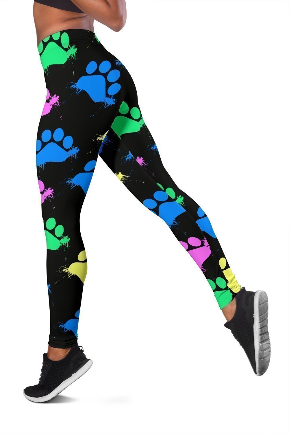 Colorful paws Black Leggings