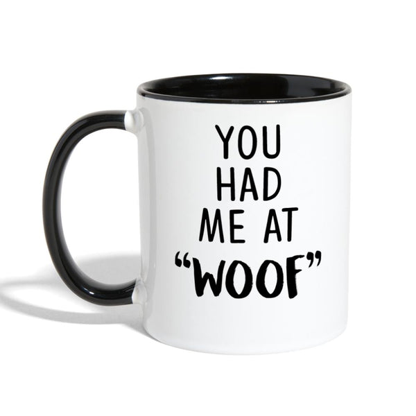 You had me at "woof" Contrast Coffee Mug-Contrast Coffee Mug | BestSub B11TAA-I love Veterinary