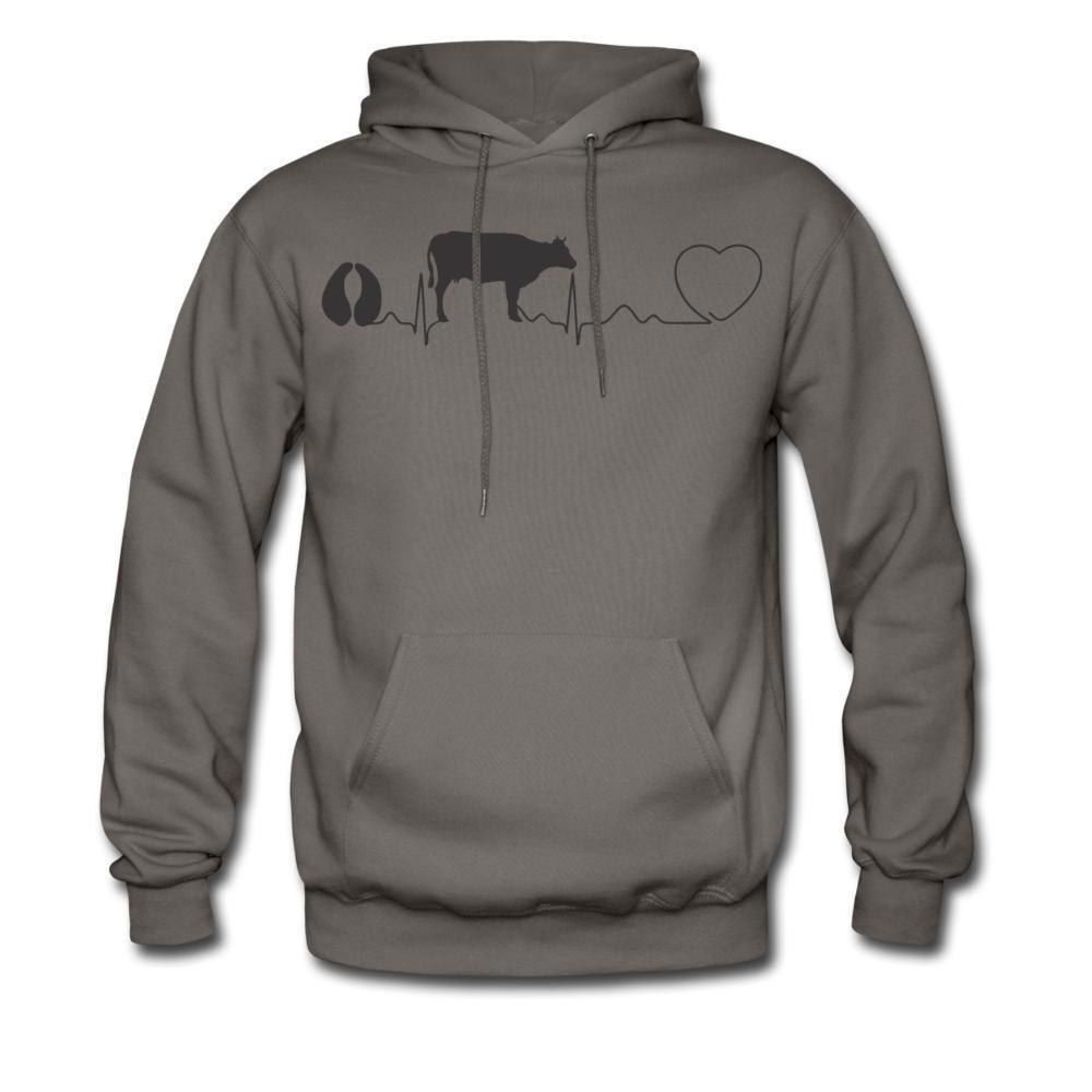 Cow pulse Black Unisex Hoodie-Men's Hoodie | Hanes P170-I love Veterinary