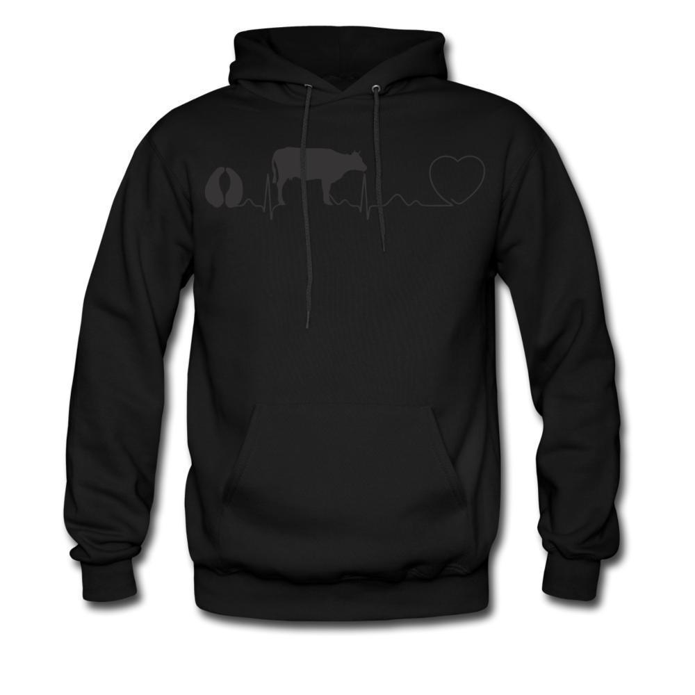 Cow pulse Black Unisex Hoodie-Men's Hoodie | Hanes P170-I love Veterinary