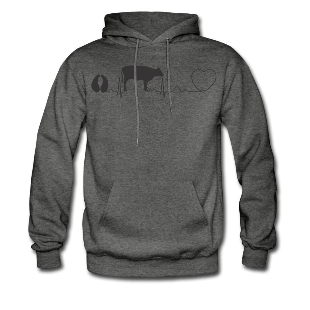 Cow pulse Black Unisex Hoodie-Men's Hoodie | Hanes P170-I love Veterinary