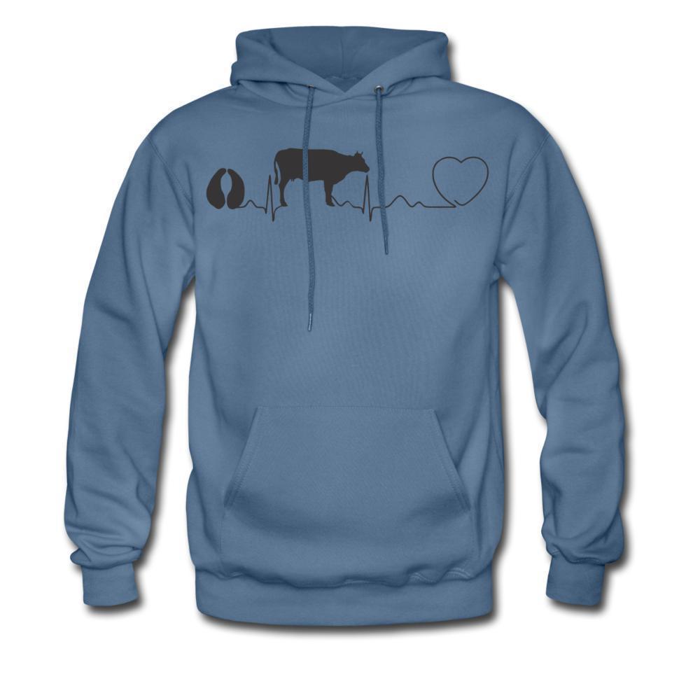 Cow pulse Black Unisex Hoodie-Men's Hoodie | Hanes P170-I love Veterinary