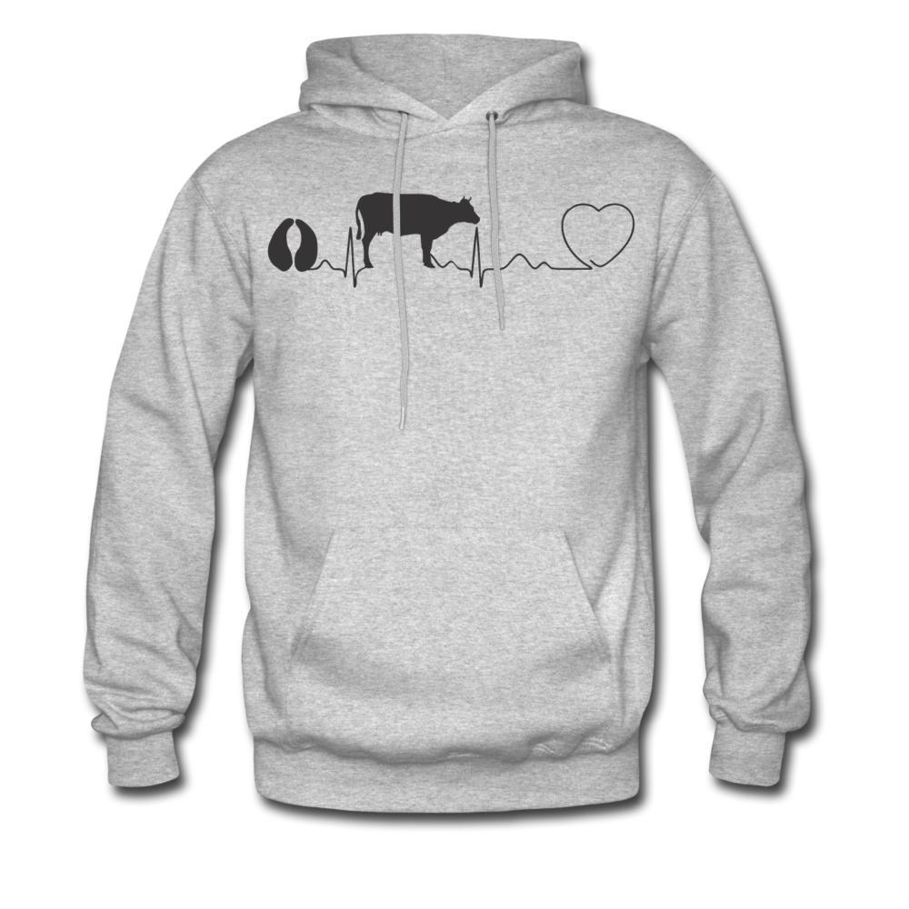 Cow pulse Black Unisex Hoodie-Men's Hoodie | Hanes P170-I love Veterinary