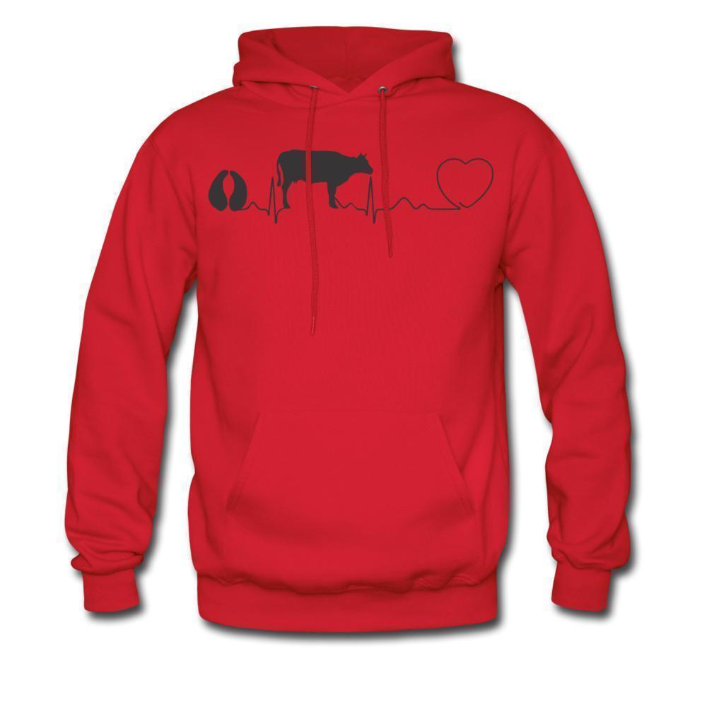 Cow pulse Black Unisex Hoodie-Men's Hoodie | Hanes P170-I love Veterinary