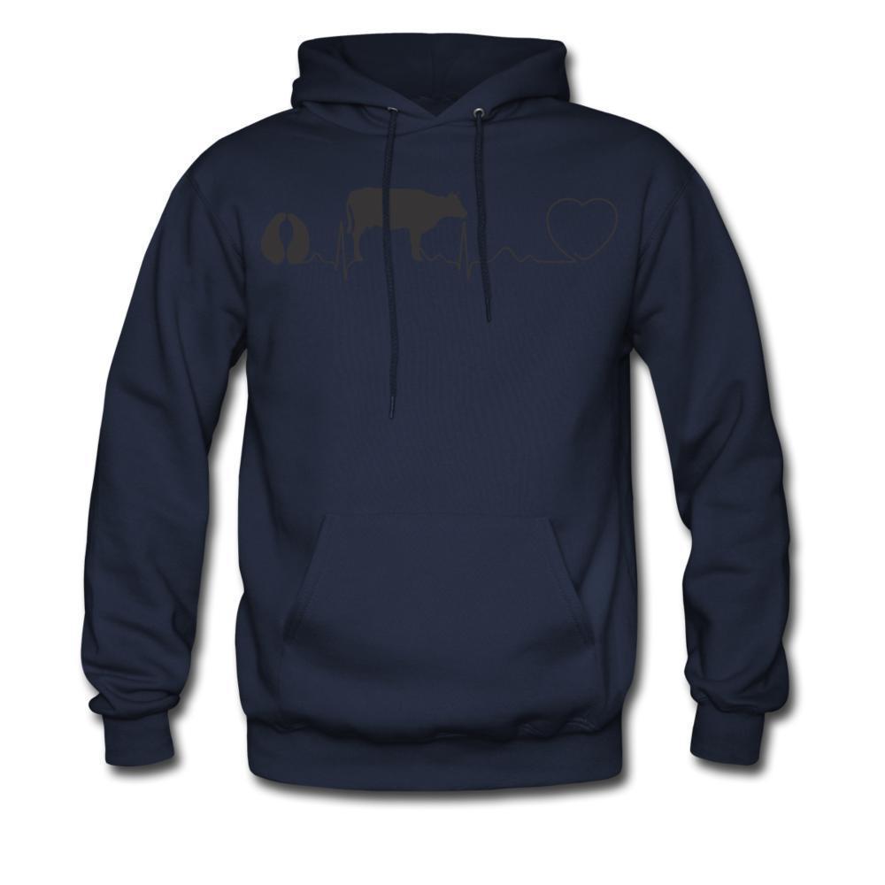 Cow pulse Black Unisex Hoodie-Men's Hoodie | Hanes P170-I love Veterinary
