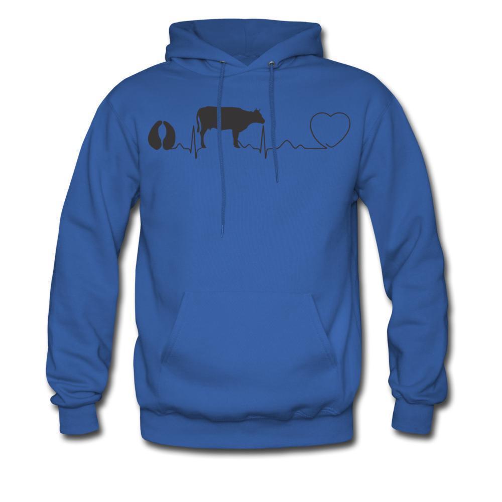 Cow pulse Black Unisex Hoodie-Men's Hoodie | Hanes P170-I love Veterinary