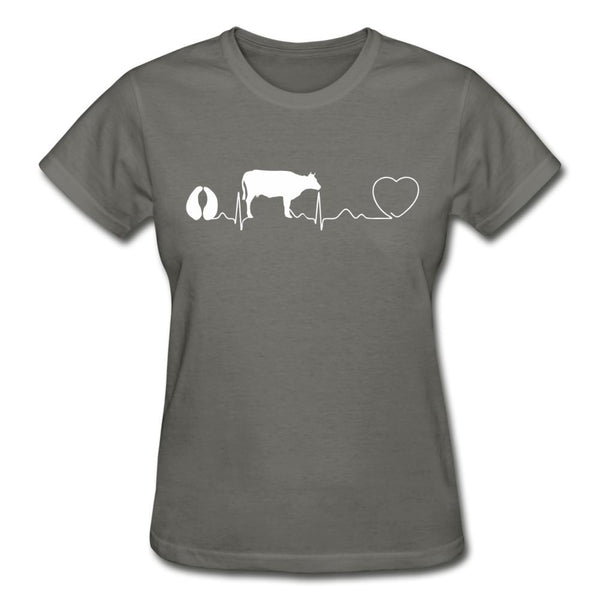 Cow pulse Gildan Ultra Cotton Ladies T-Shirt-Ultra Cotton Ladies T-Shirt | Gildan G200L-I love Veterinary