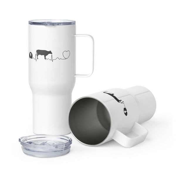 Cow pulse Travel mug with a handle-I love Veterinary