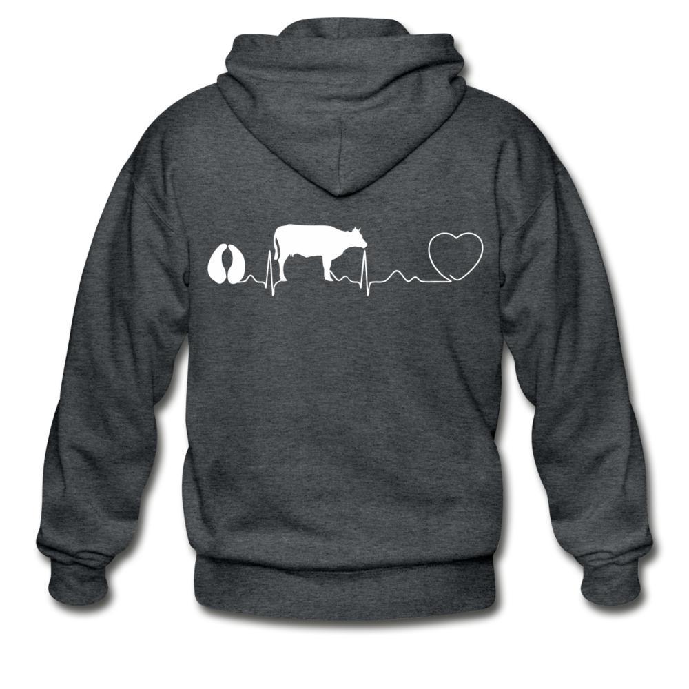 Cow pulse Unisex Zip Hoodie-Heavy Blend Adult Zip Hoodie | Gildan G18600-I love Veterinary