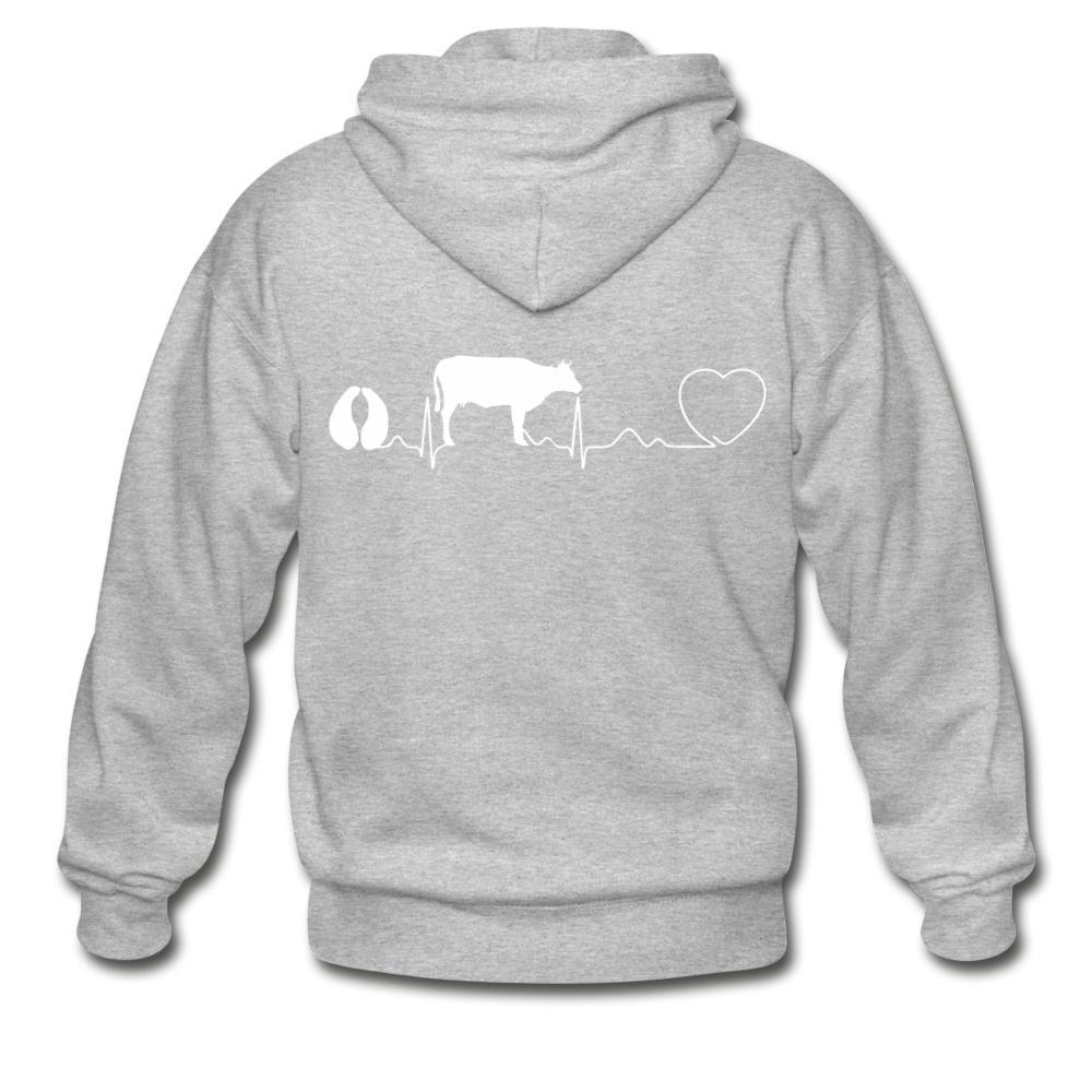 Cow pulse Unisex Zip Hoodie-Heavy Blend Adult Zip Hoodie | Gildan G18600-I love Veterinary