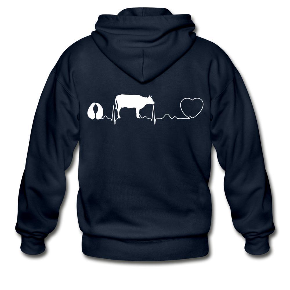 Cow pulse Unisex Zip Hoodie-Heavy Blend Adult Zip Hoodie | Gildan G18600-I love Veterinary
