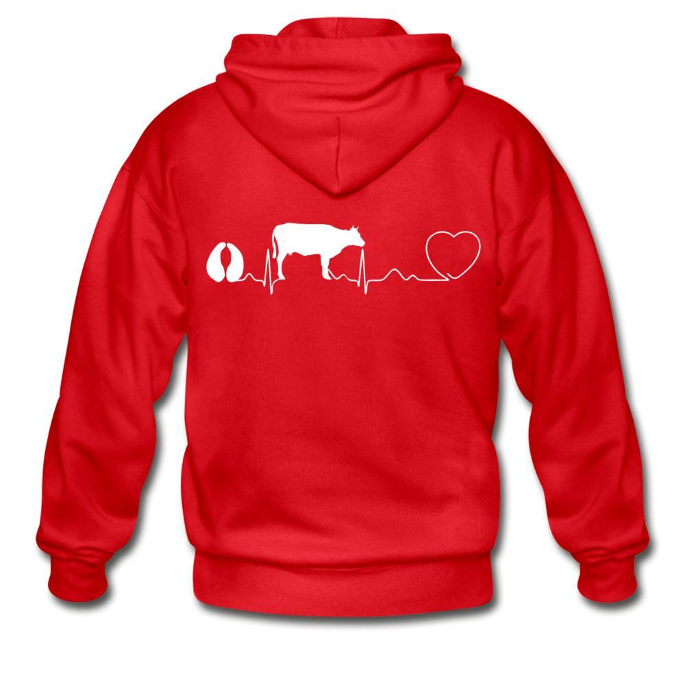 Cow pulse Unisex Zip Hoodie-Heavy Blend Adult Zip Hoodie | Gildan G18600-I love Veterinary