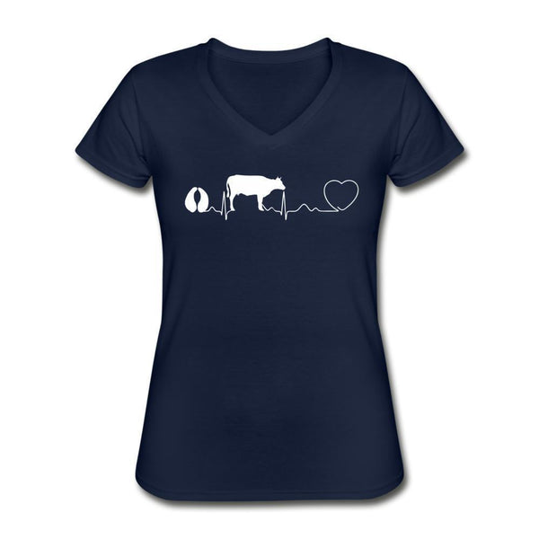 Cow pulse Women's V-Neck T-Shirt-Women's T-Shirt | Fruit of the Loom L3930R-I love Veterinary