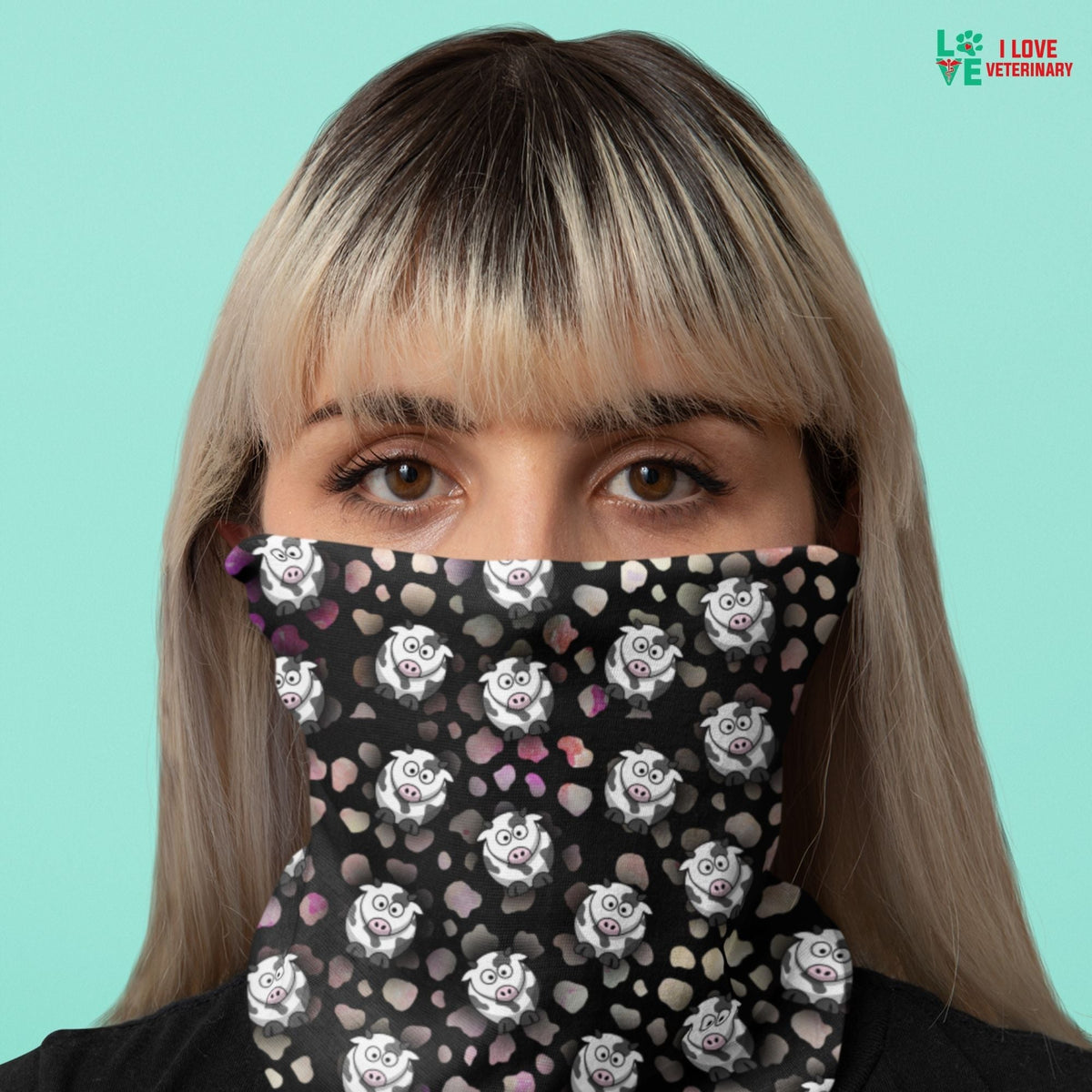Crazy Cows Sublimation Neck Gaiter-Sublimation Neck Gaiter-I love Veterinary
