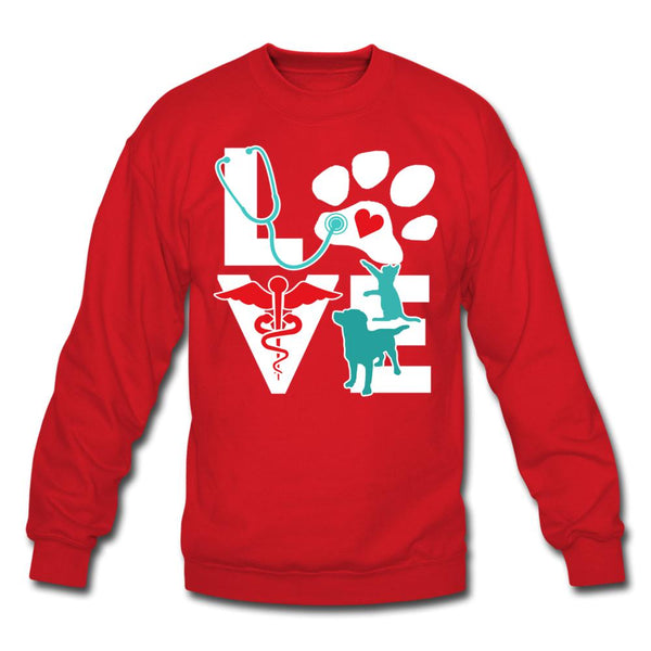 Love Dog and Cat Crewneck Sweatshirt-Unisex Crewneck Sweatshirt | Gildan 18000-I love Veterinary