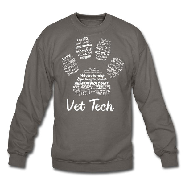 Vet Tech Paw Print Crewneck Sweatshirt-Unisex Crewneck Sweatshirt | Gildan 18000-I love Veterinary