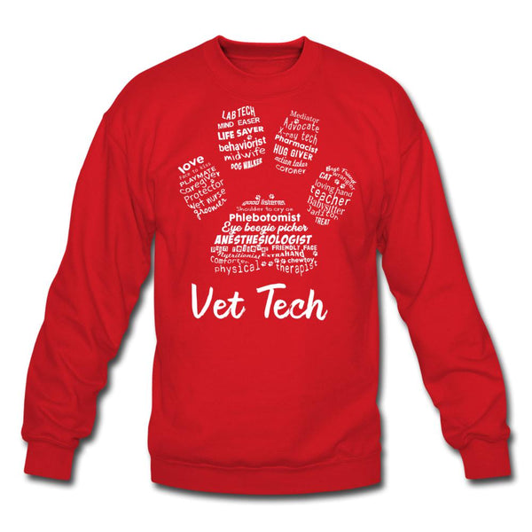 Vet Tech Paw Print Crewneck Sweatshirt-Unisex Crewneck Sweatshirt | Gildan 18000-I love Veterinary