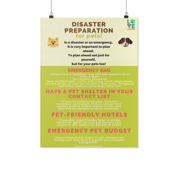 Disaster preparation for pets Poster-Posters-I love Veterinary