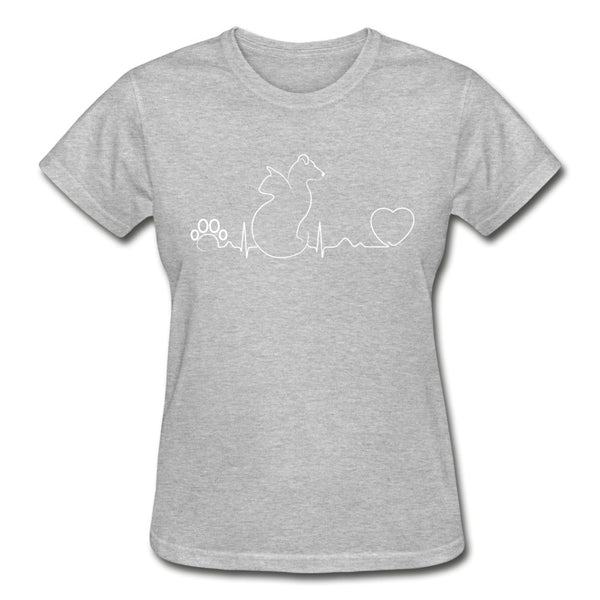 Dog and cat heartbeat Gildan Ultra Cotton Ladies T-Shirt-Ultra Cotton Ladies T-Shirt | Gildan G200L-I love Veterinary