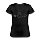 Dog and cat heartbeat Women's V-Neck T-Shirt-Women's V-Neck T-Shirt | Fruit of the Loom L39VR-I love Veterinary