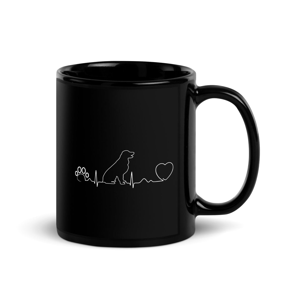 Dog heartbeat Black Glossy Mug-Black Glossy Mug-I love Veterinary