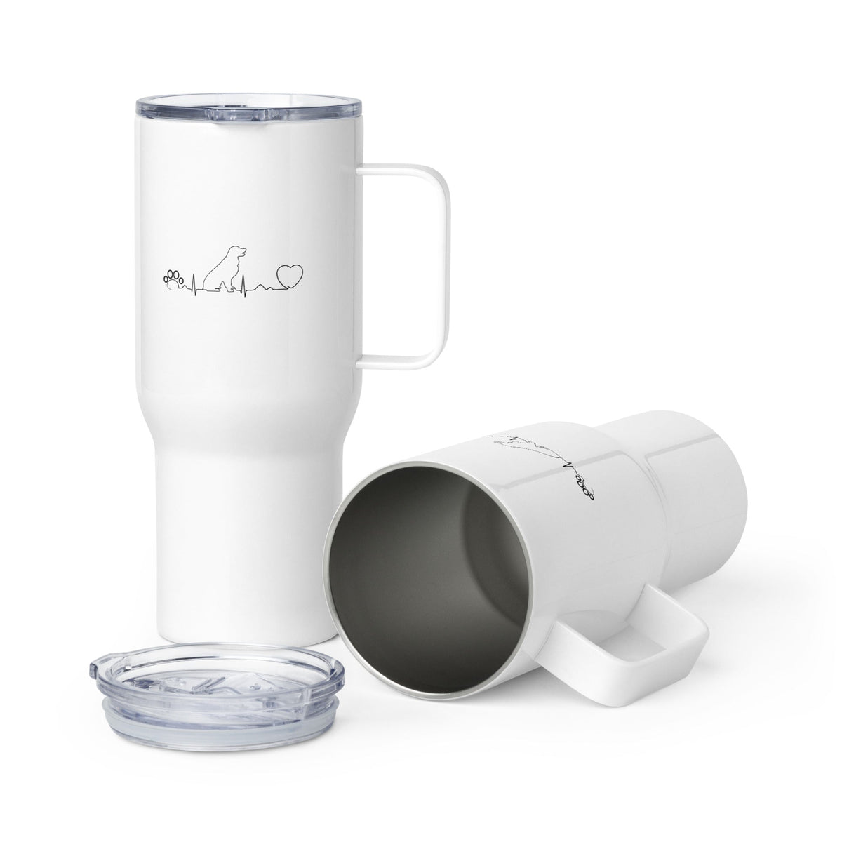 Dog heartbeat Travel mug with a handle-Travel Mug with a Handle-I love Veterinary