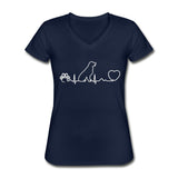 Dog Heartbeat Women's V-Neck T-Shirt-Women's V-Neck T-Shirt | Fruit of the Loom L39VR-I love Veterinary