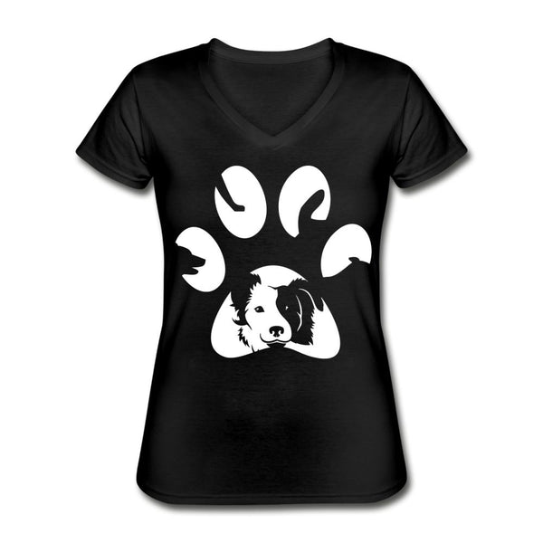 Dog Pawprint Women's V-Neck T-Shirt-Women's V-Neck T-Shirt | Fruit of the Loom L39VR-I love Veterinary