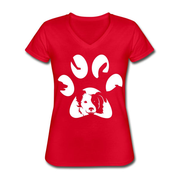 Dog Pawprint Women's V-Neck T-Shirt-Women's V-Neck T-Shirt | Fruit of the Loom L39VR-I love Veterinary