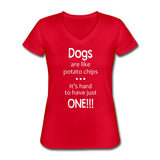Dogs are like potato chips Women's V-Neck T-Shirt-Women's V-Neck T-Shirt | Fruit of the Loom L39VR-I love Veterinary