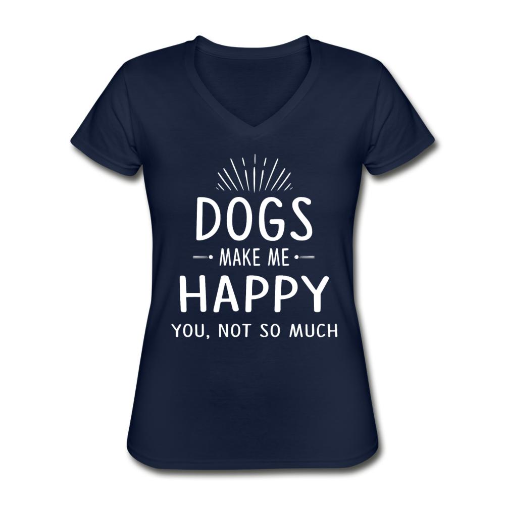 Dogs make me happy Women's V-Neck T-Shirt-Women's V-Neck T-Shirt | Fruit of the Loom L39VR-I love Veterinary