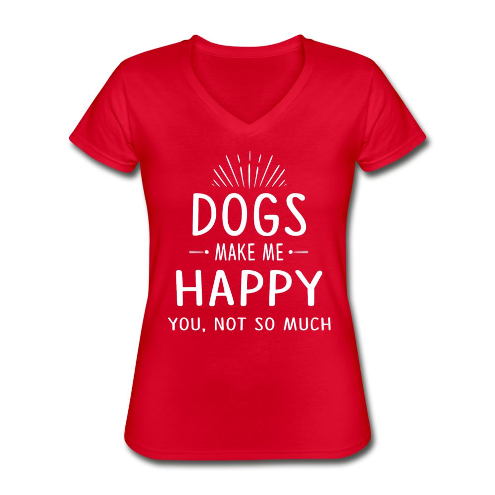 Dogs make me happy Women's V-Neck T-Shirt-Women's V-Neck T-Shirt | Fruit of the Loom L39VR-I love Veterinary