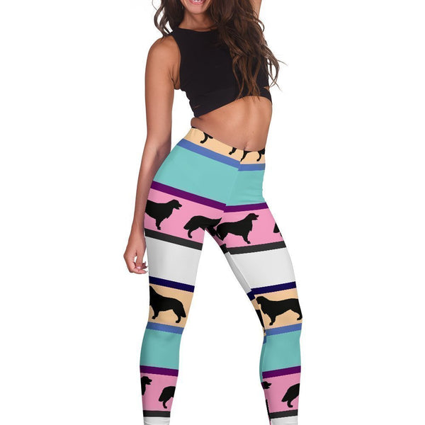 Cow Print Yoga Tights, High Waisted Yoga Leggings, Patterned Long