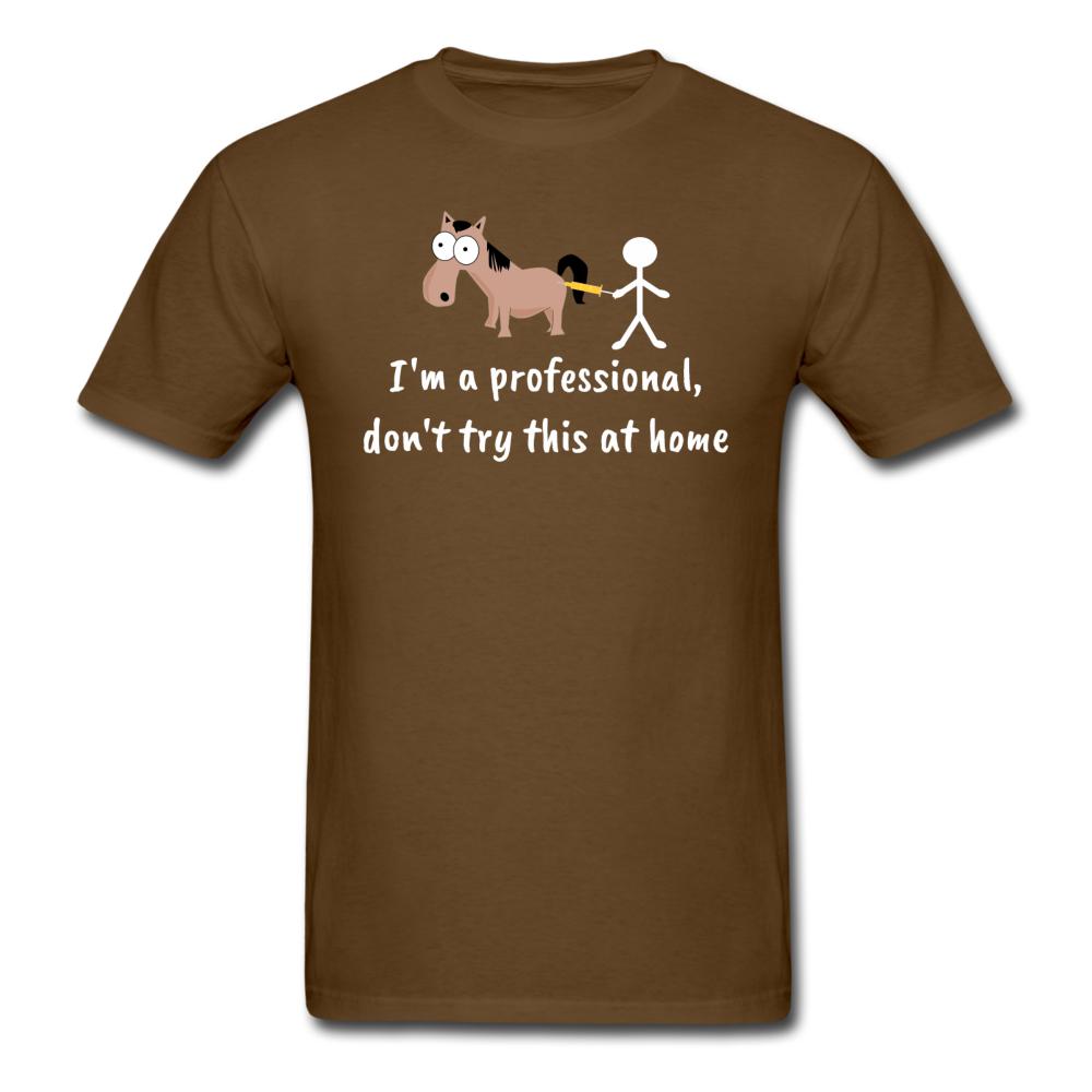 Don't try this at home Unisex T-shirt-Unisex Classic T-Shirt | Fruit of the Loom 3930-I love Veterinary