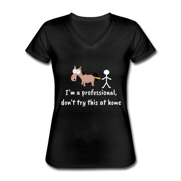 Don't try this at home Women's Women's V-Neck T-Shirt-Women's V-Neck T-Shirt | Fruit of the Loom L39VR-I love Veterinary