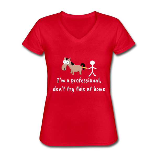 Don't try this at home Women's Women's V-Neck T-Shirt-Women's V-Neck T-Shirt | Fruit of the Loom L39VR-I love Veterinary