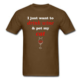 Drink wine and pet my cat Unisex T-shirt-Unisex Classic T-Shirt | Fruit of the Loom 3930-I love Veterinary