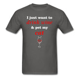 Drink wine and pet my cat Unisex T-shirt-Unisex Classic T-Shirt | Fruit of the Loom 3930-I love Veterinary