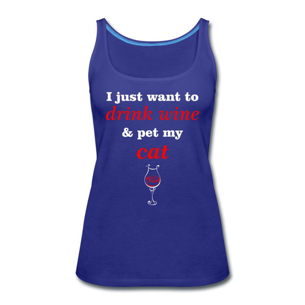 Drink wine and pet my cat Women's Tank Top-Women’s Premium Tank Top | Spreadshirt 917-I love Veterinary