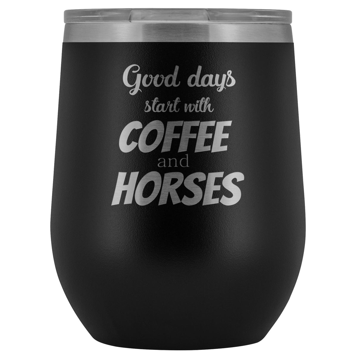 Equine Veterinarian - Coffee and horses 12oz Vacuum Tumbler-Wine Tumbler-I love Veterinary