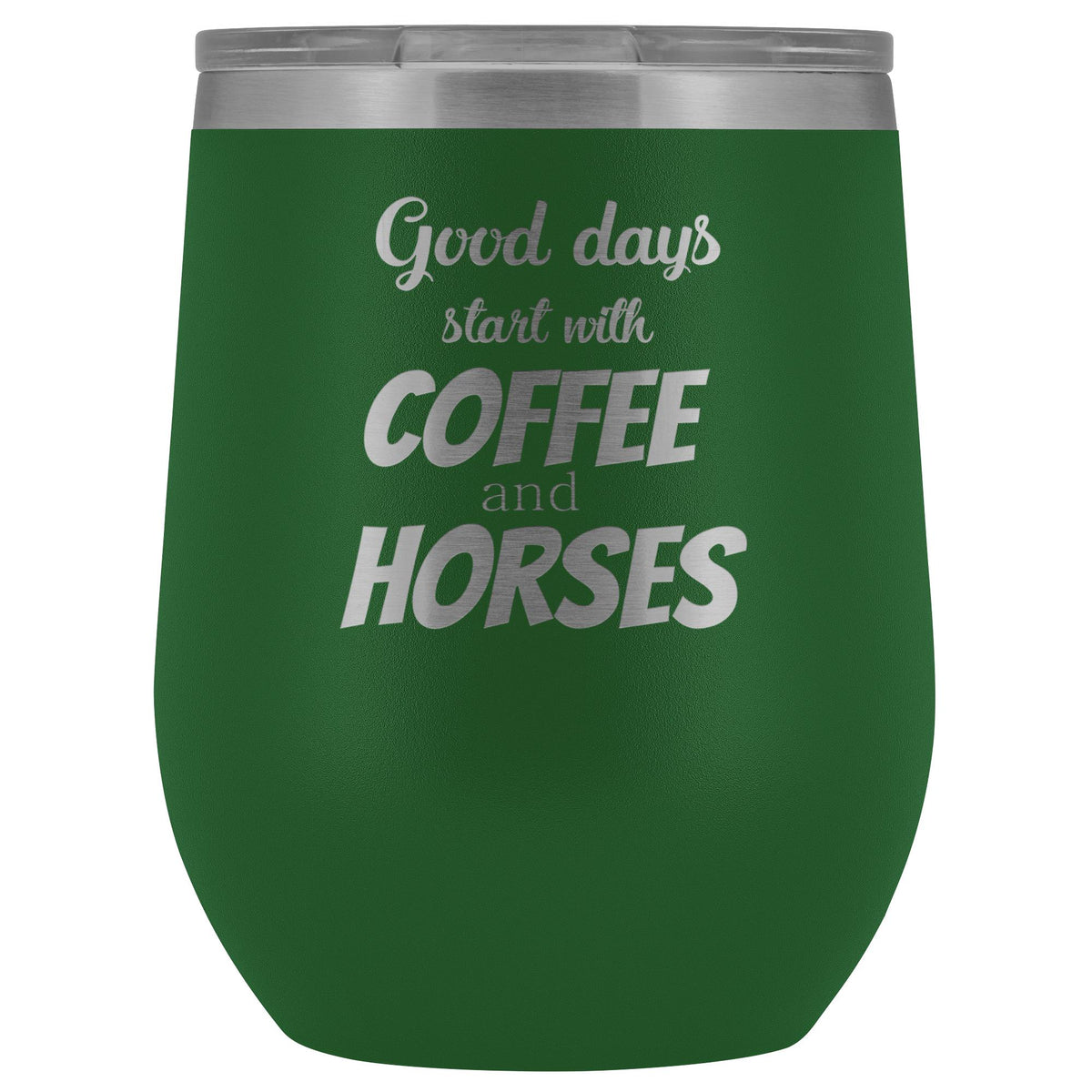 Equine Veterinarian - Coffee and horses 12oz Vacuum Tumbler-Wine Tumbler-I love Veterinary