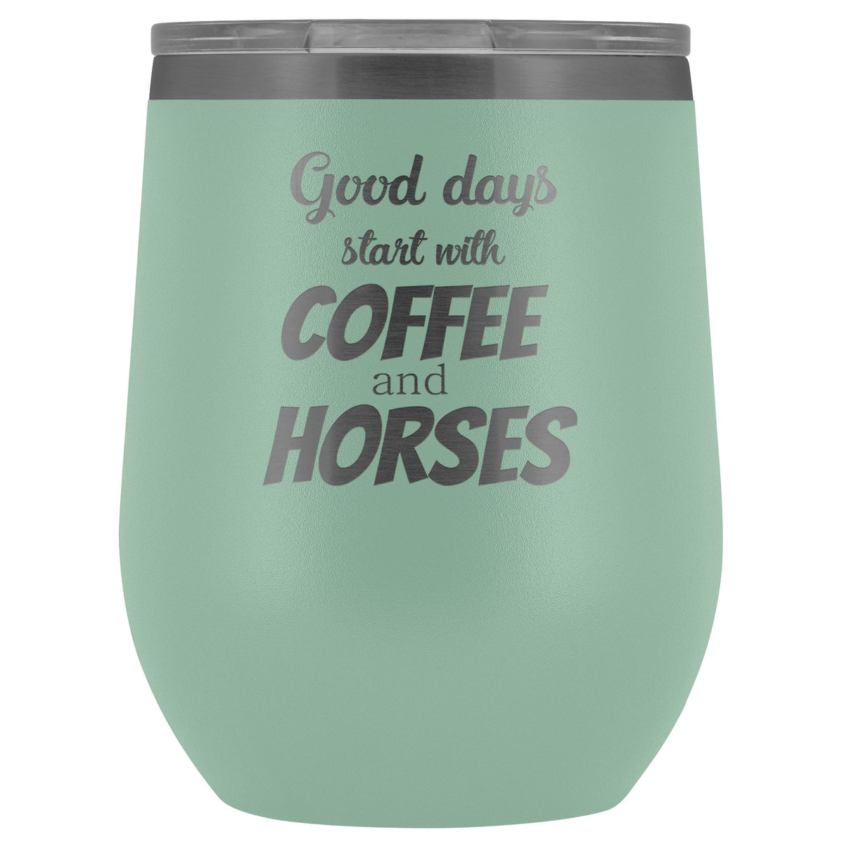Equine Veterinarian - Coffee and horses 12oz Vacuum Tumbler-Wine Tumbler-I love Veterinary