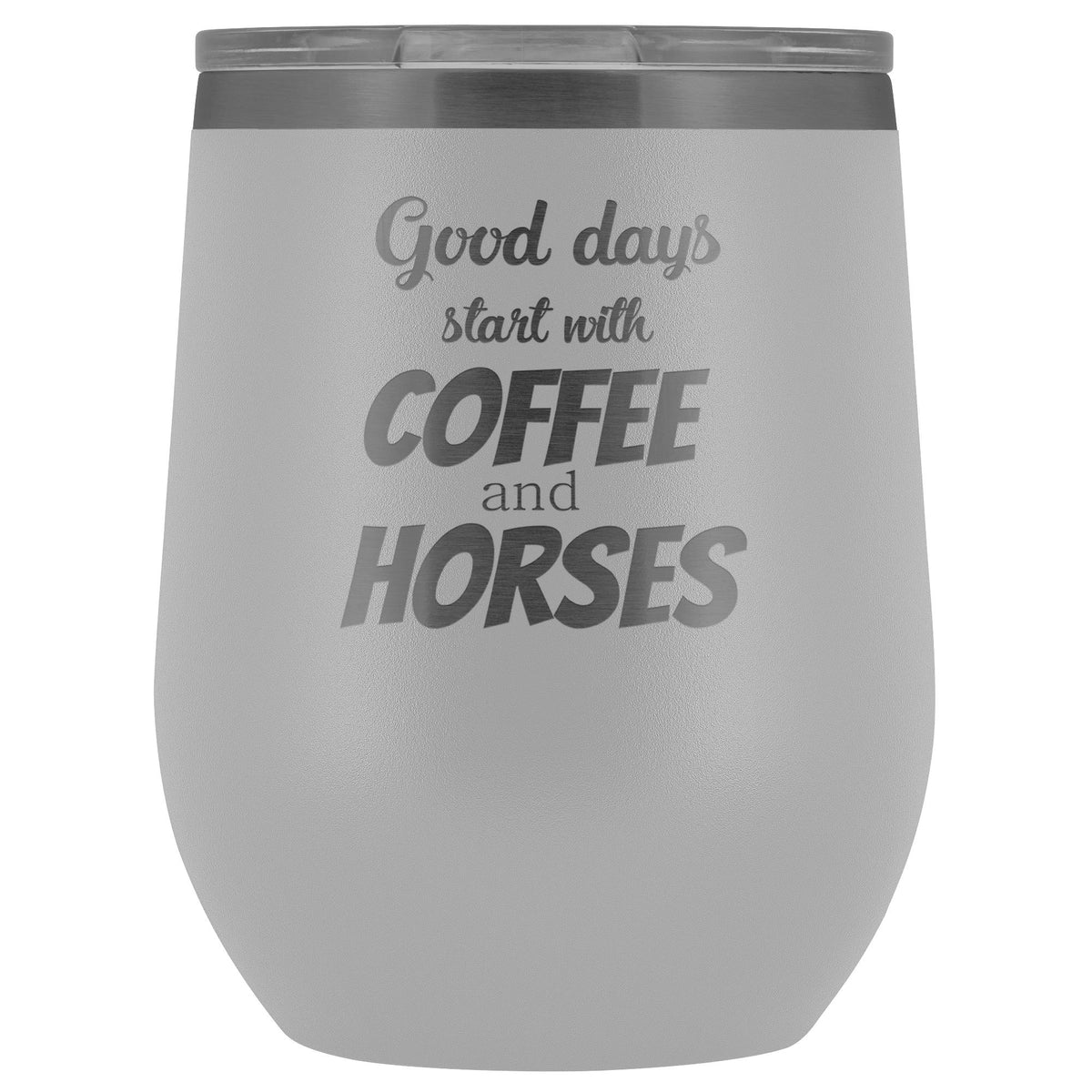 Equine Veterinarian - Coffee and horses 12oz Vacuum Tumbler-Wine Tumbler-I love Veterinary